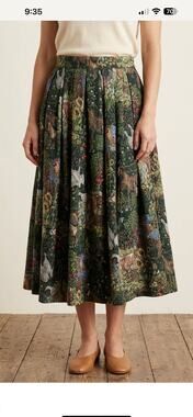 VTG Angelika Moden West Germany 100% Wool Full Midi Skirt Floral Farm Animal 36